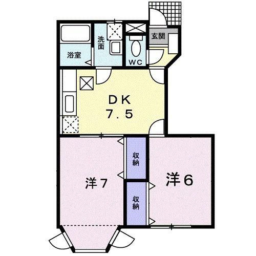 サンルート白川(2DK/1階)の間取り写真