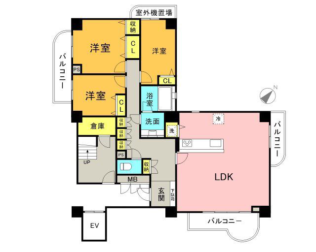 A.CITYタワーズウエスト(3LDK/5階)の間取り写真