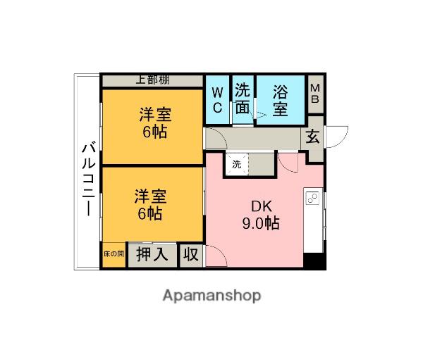 コーポ鈴木(2DK/3階)の間取り写真