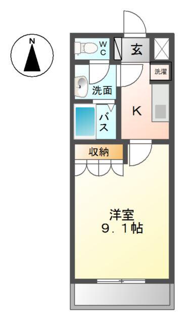 グリーンヒルズ(1K/1階)の間取り写真