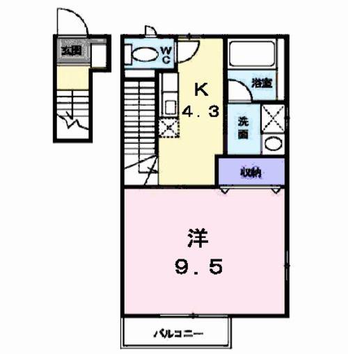 HILLHOUSE.K(1K/2階)の間取り写真