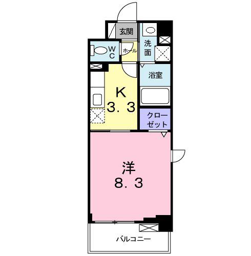 フリーデK.I・2(1K/3階)の間取り写真