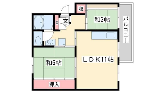 東加古川ファミリーマンション(3DK/3階)の間取り写真