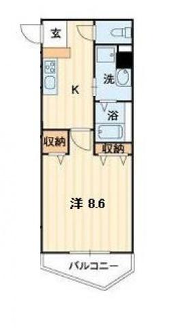 エミネンス泉町(1K/2階)の間取り写真