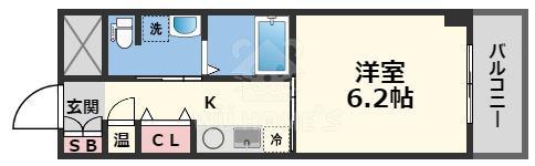 十三本町ウィンズマンションII(1K/4階)の間取り写真