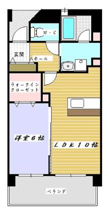 スカイエスト(1LDK/3階)の間取り写真