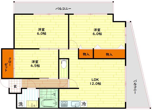 フレアコート京橋(3LDK/5階)の間取り写真