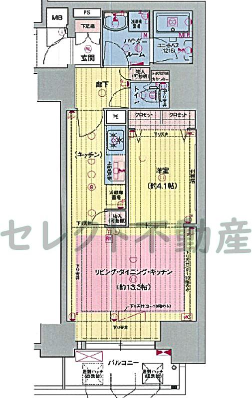 プレサンス広小路通葵(1LDK/8階)の間取り写真