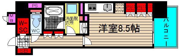 イニシアブランなんば(ワンルーム/7階)の間取り写真