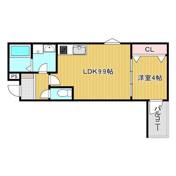 LA-CREA潮江(1LDK/2階)の間取り写真