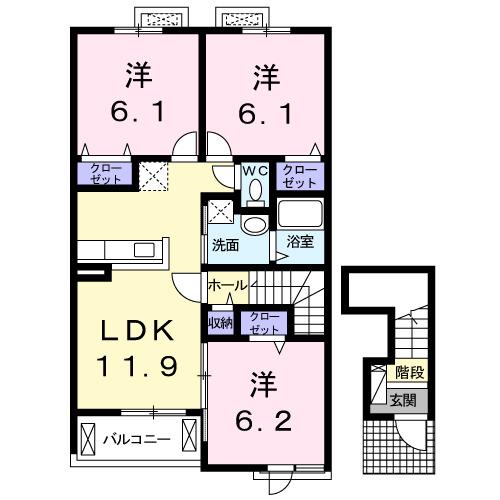 ルーベル宇多津G(3LDK/2階)の間取り写真