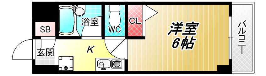 ルヴェール光陽(1K/6階)の間取り写真