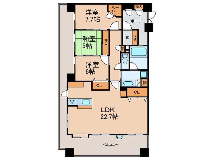 アーバンパレス春日一の谷LAKE AVENUE(3LDK/6階)の間取り写真