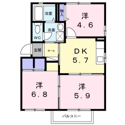 プライマリー薗元 (3DK/2階)の間取り写真