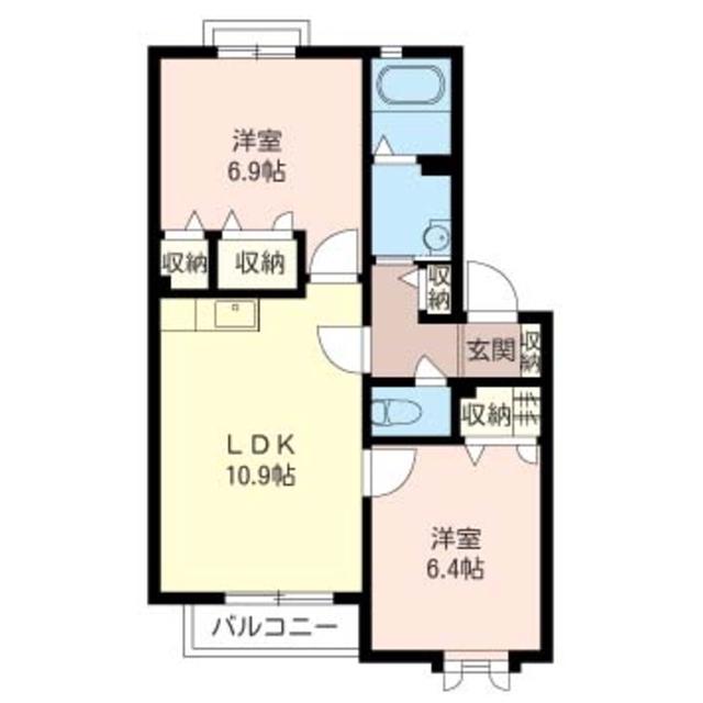 エクセルコートツチヤ(2LDK/1階)の間取り写真