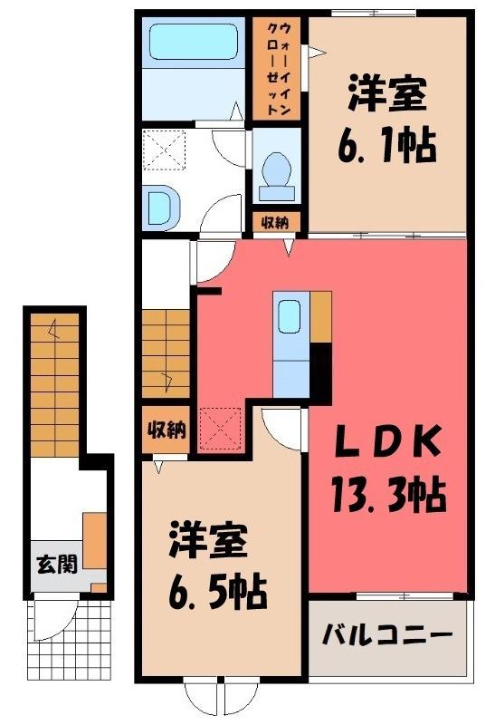 マルゴヒルズ I(2LDK/2階)の間取り写真