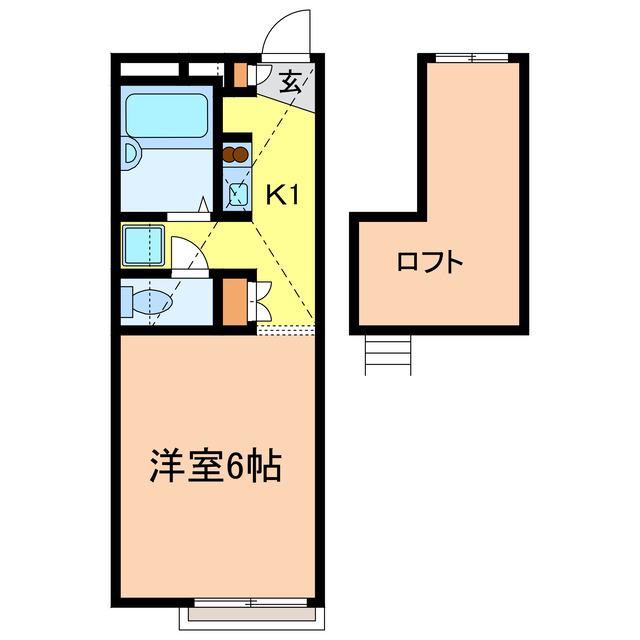 ブルーマカロン汐ノ宮(1K/2階)の間取り写真