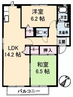 アミターバA棟(2LDK/2階)の間取り写真