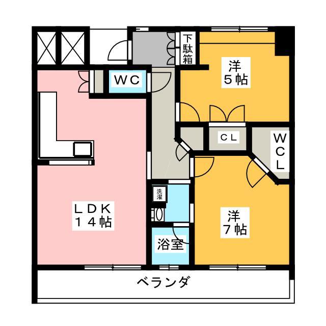 グランステーシア津新町(2LDK/8階)の間取り写真