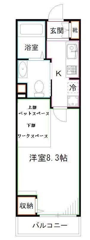 レソムグリーンステージ(1K/1階)の間取り写真