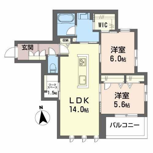 リガーレ シーア(2LDK/1階)の間取り写真