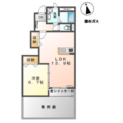 カーサ・ドマーニ・ヒロ(1LDK/1階)の間取り写真
