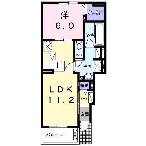 エクセレント カーサIII B棟(1LDK/1階)の間取り写真