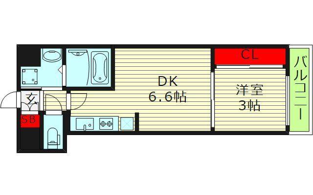 D.CLAREST玉造(1DK/7階)の間取り写真