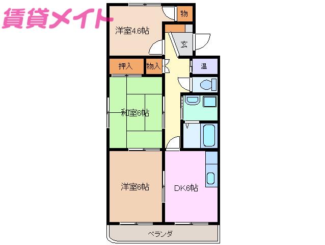 Mグランデ安永(3DK/1階)の間取り写真