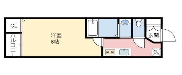 シャイン湯野原(1K/2階)の間取り写真
