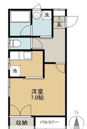 南町山岸ハイツ 1(1K/2階)の間取り写真