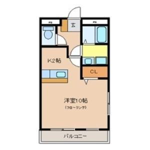 クライムドア(ワンルーム/2階)の間取り写真