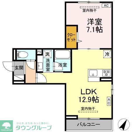 フラクタス南林間(1LDK/2階)の間取り写真
