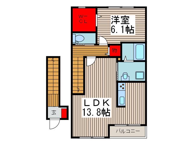 ルミエール壱番館(1LDK/2階)の間取り写真