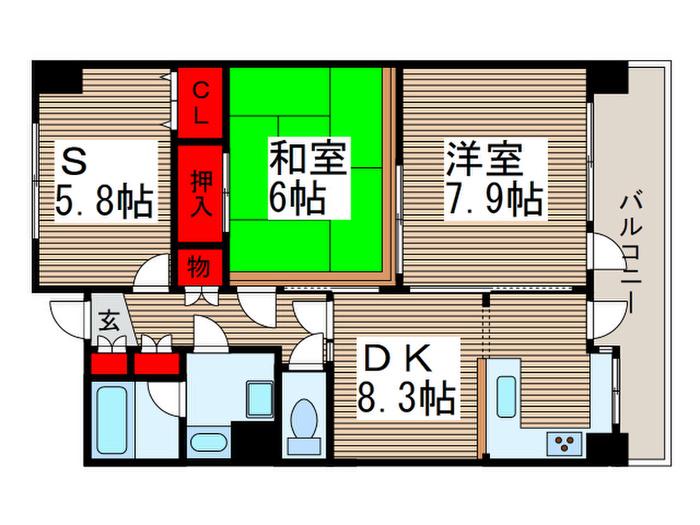 エスポワール東所沢(2SDK/4階)の間取り写真