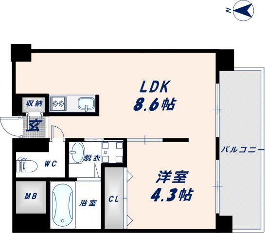 アニマーレ長堀(1LDK/3階)の間取り写真