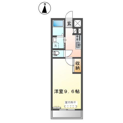 DEEDEE山の手(1K/2階)の間取り写真