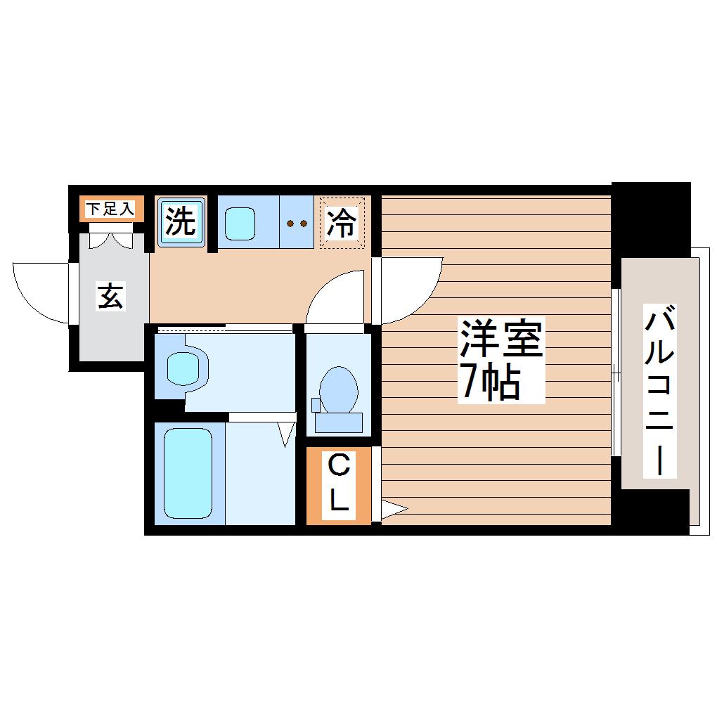 HF仙台本町レジデンス(1K/3階)の間取り写真