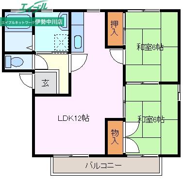 ハイツニュータカト(2LDK/2階)の間取り写真