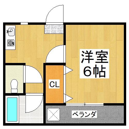 ル・クール瀬戸I棟(1K/3階)の間取り写真