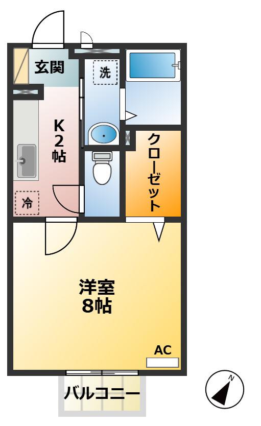 フロレスタ(1K/1階)の間取り写真