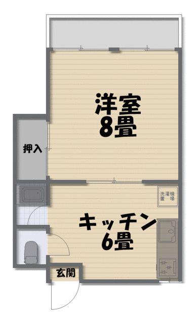 第1脇野コーポ(1DK/4階)の間取り写真