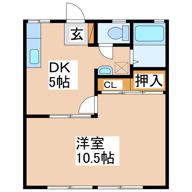 宮崎ハイツ(1DK/2階)の間取り写真