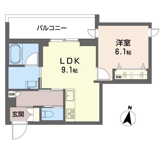 通町グランデ(1LDK/3階)の間取り写真