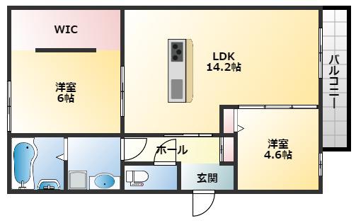 ヴィーニュ(2LDK/1階)の間取り写真