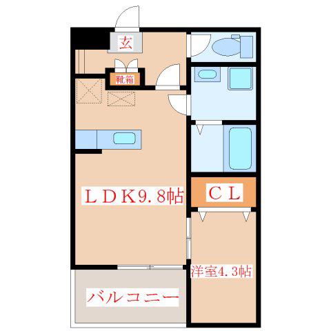 SUN BLUE A棟(1LDK/2階)の間取り写真