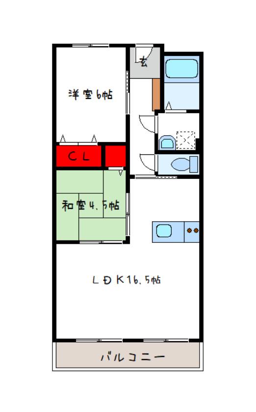 第5コーポ平野(2LDK/4階)の間取り写真
