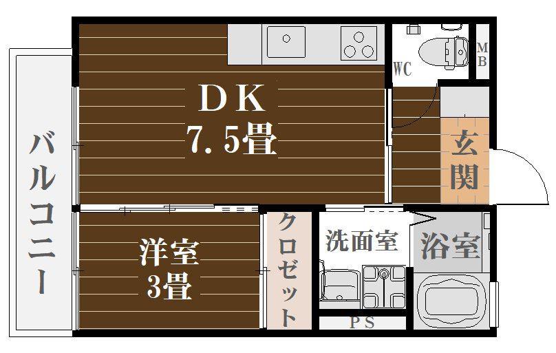 パールハイム(1DK/2階)の間取り写真