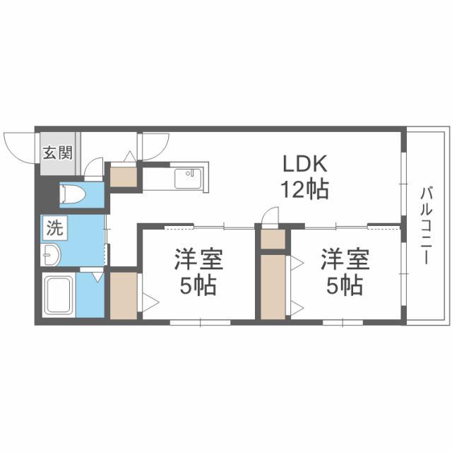 ASTAGE八軒 アステージ八軒(2LDK/2階)の間取り写真