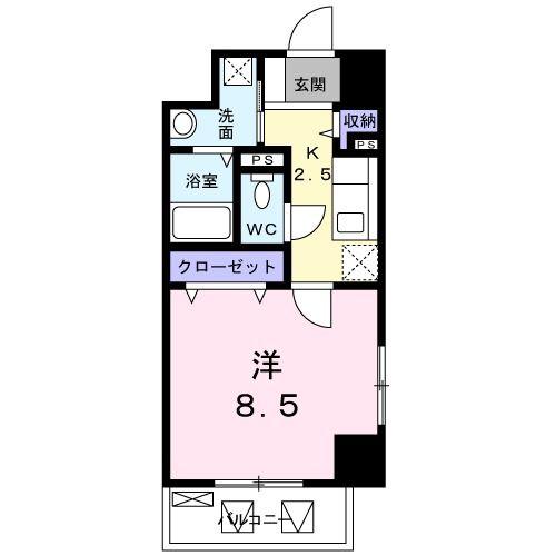 フォレスト引野(1K/2階)の間取り写真